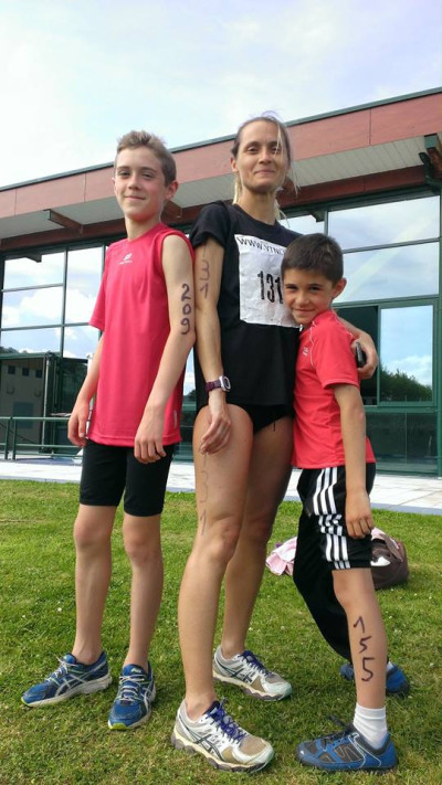 Matthieu, Thomas et Bénédicte Legrand à Aquathlon Montville